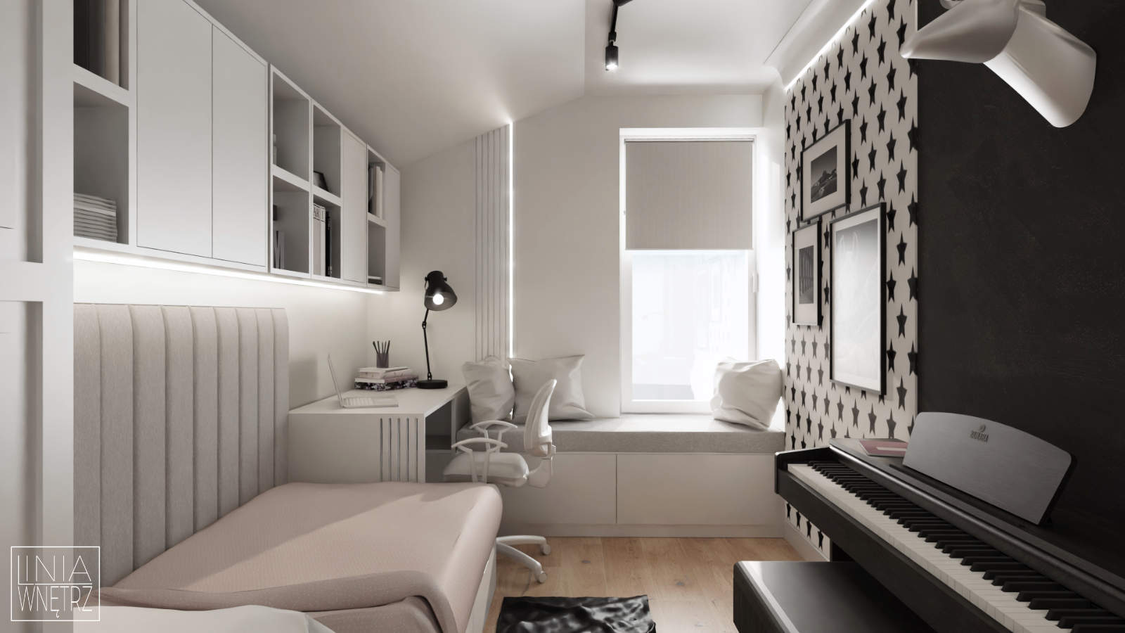 projektowanie-wnętrz-bielsko-biała-pokój-dla-nastolaki-siedzisko-pod-oknem