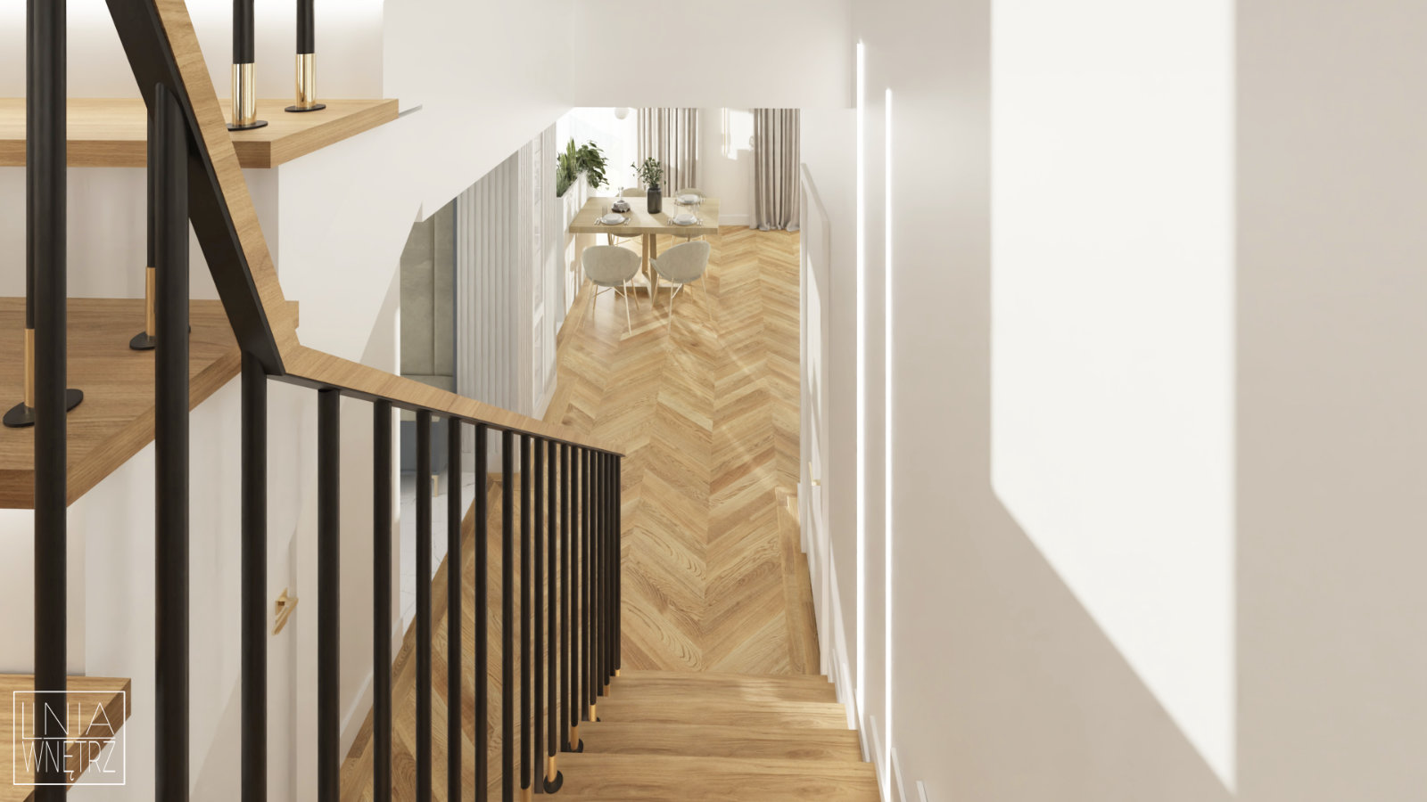 schody-drewniane-jodelka-podloga-klasyczny-salon-projekt-linia-wnetrz