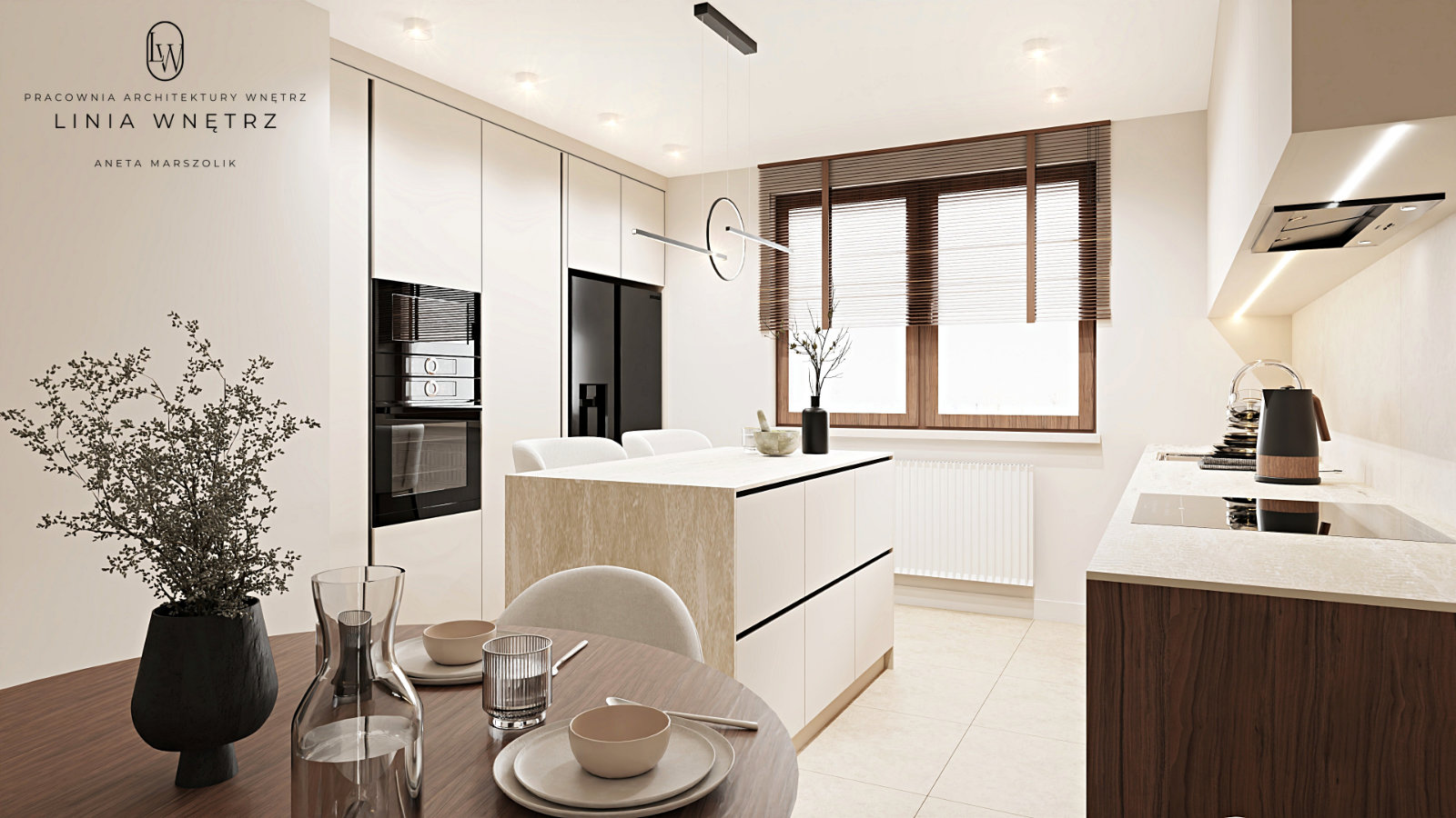 kuchnia-wyspa-hokery-stol-zabudowa-slupkowa-na-wymiar-projekt-linia-wnetrz-slask-katowice